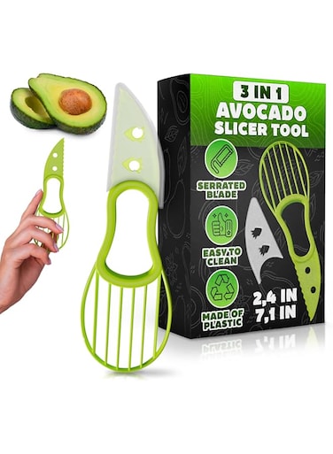 NADOBA 3 in 1 AvocadoTool Time Saving-Safe with eco-friendly plastic blades and good grip handle   Slicer/Pitter/Spliter for Fruit (Green)