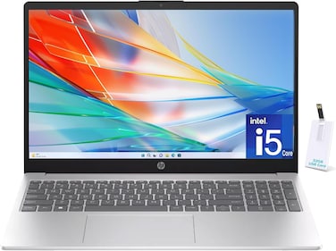 HP 15.6" Laptop, 13th Gen Intel Core i5-1335U, 32GB RAM, 1TB SSD, FHD Anti-Glare Display, Webcam, Numeric Keypad, Wi-Fi, Bluetooth, HDMI, 32GB USB Card, Windows 11, Silver