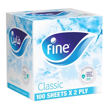 Fine Cubic Facial Tissue, 1 box of 100 sheets x 2 Ply