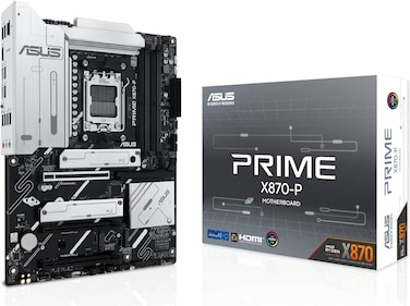 اسس لوحة ام برايم X870-P - مقبس AMD AM5، شريحة تعريف X870، منفذ الملحقات الإضافية السريع 5.0، USB4، مزامنة اورا RGB