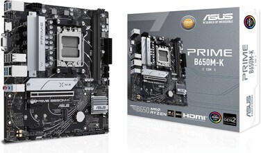 ASUS Prime B650M-K Motherboard - AMD AM5 Socket, B650 Chipset, USB 3.2 Gen 2, Aura Sync RGB, Micro-ATX