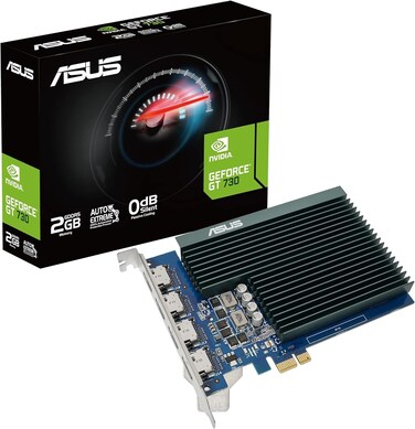ASUS GT730 2GB GDDR5 4-Port Graphics Card - PCIe 2.0, Low Profile, Silent Cooling