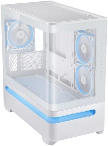 اسس حافظة كمبيوتر ميد تاور AP202 من برايم - زجاج مقسى، ARGB، ابيض، متوافقة مع ATX/Micro-ATX/Mini-ITX