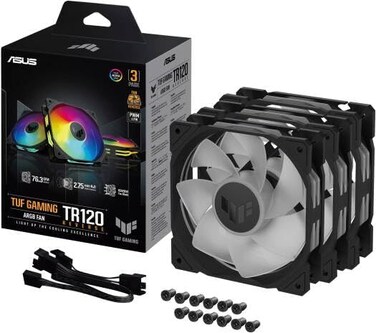 ASUS TUF Gaming TR120 ARGB Reverse Fan Black - 120mm 3-In-1 Pack, Addressable RGB, High-Performance Cooling