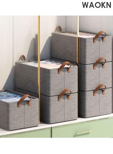 4pcs Clothes Storage Box ,Foldable Closet Storage Box, Folding Storage Baskets ,Thickened and reinforced, not easily deformed,Wardrobe Fabric Cabinet Closet Shelf Organizer Storage for Clothes,Toys,Books with Carrying Handles.