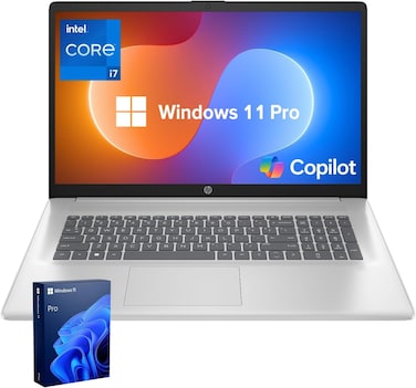 HP Essential 17 Laptop for Productivity &amp; Daily Work, 17.3" FHD Display, 16GB RAM 512GB SSD Intel Core i7-1355U Performance, Webcam, USB-C, HDMI, Wi-Fi 6, Windows 11 Home, Silver,free MS Office
