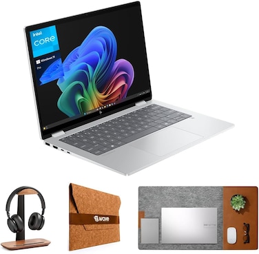 HP OmniBook X Flip 14-FM0013DX 2-in-1 Laptop &ndash; 14" Touchscreen X360, Intel Core Ultra 5-226V, 16GB RAM, 512GB SSD, Windows 11, Silver + FREE First Wave Signature Desk Mat, Headset Stand &amp; SlimGuard Sleeve