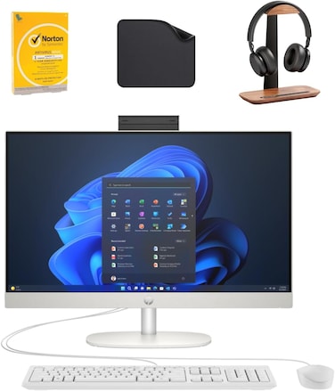 HP All-In-One Desktop PRO ONE 240 G10 - 23.8" Display, 13th Gen Intel i5-1335U, Win11P (Includes 1st Wave Headset Stand + Wired Keyboard + Mouse + Antivirus + Mouse Pad) White (32GB RAM - 512GB SSD)