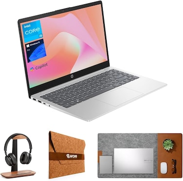 HP 14EP-0202NIA Laptop &ndash; 14&rdquo; FHD Display, 13th Gen Intel Core i5-1334U, 8GB RAM, 512GB SSD, Backlit Keyboard, Windows 11 Pro, Silver + FREE First Wave Signature Mat, Headset Stand &amp; SlimGuard Bundle