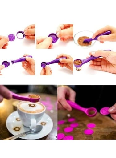 Latte Art Spice Pen - DIY Coffee Carving &amp; Decoration Tool for Cinnamon, Cocoa, and Spices - Battery Operated Pastry &amp; Cake Decorating Pen with 16 Interchangeable Stencils