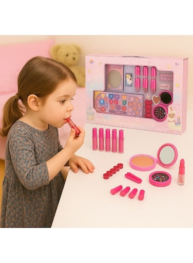 مجموعة مكياج الأميرات من ريزوس للبنات من عمر 5 سنوات فما فوق، سهلة الغسل، تحتوي على مستحضرات تجميل آمنة وغير سامة، مجموعة تجميل للعب التخيلي للبنات الصغيرات، مزيل مكياج قابل للغسل، طلاء أظافر