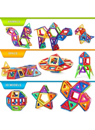 Rezzoss Magnetic Building Blocks Set - 118 Piece :Colorful Tiles, Educational Cards, Wheels