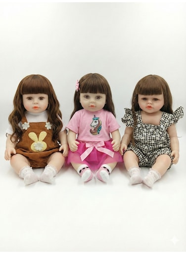 Rezzoss Baby Doll For Girls 3-Pack Realistic Reborn Soft Dolls For Girls - Soft Vinyl Silicone Toddler Toys With Long Silky Hair &amp; Fashionable Outfits, Lifelike Newborn Girl Gift Set, Bunny, Unicorn
