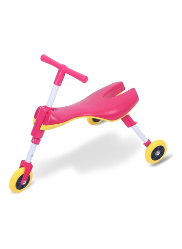Rezzoss Foldable 3-Wheel Ride On Bike For Toddlers - Portable Balance Tricycle &amp; Scuttlebug Style Scooter, Lightweight Glider Toy For Boys &amp; Girls 1-3 Years Old, Indoor &amp; Outdoor No-Pedal Walker Pink