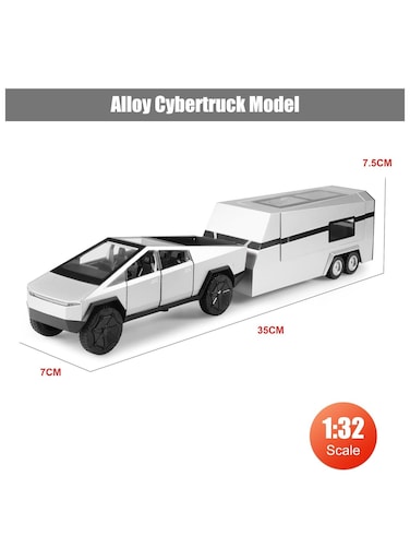 Rezzoss 1/32 Pickup Truck And Trailer Toys With Light And Pull Back, Alloy Diecast Pickup Trailer RV Model Kit, Diecast Model Car Toy Truck And Trailer For Boys Adults As Birthday Gifts