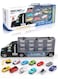 Rezzoss Big Transport Carrier Truck Toy Set With 12 Mini Cars &amp; Helicopter - Portable Toy Car Storage Container With Helipad &amp; Slide, 2-In-1 Rescue Vehicle Playset, Best Birthday, Eid &amp; Ramadan Gift