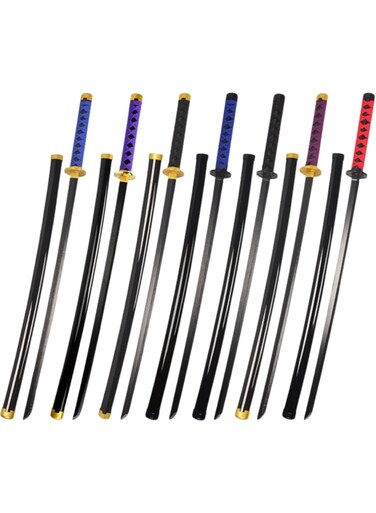 Rezzoss Wooden Samurai Sword Toy For Kids - Safe Ninja Katana Role Play Sword, Cosplay Costume Accessory, Training Martial Arts Stick, Random Color Single Piece (74cm] [You Will Get Random one Colour]