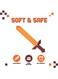 Rezzoss Orange Foam Sword Toy For Kids - Soft Safe Foam Weapons For Kids, Minecraft-Style Pixel Battle Toys For Boys, Lightweight Pretend Play Sword Axe Shovel For Children, Perfect Birthday Gift