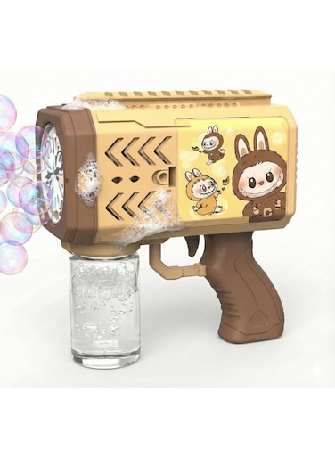 مسدس فقاعات الماء للأطفال من ريزوس، شخصية لابوبو - آلة فقاعات كهربائية أوتوماتيكية مع زجاجة محلول، لعبة شخصية براون اللطيفة من سلسلة ذا مونسترز، هدية مثالية لحفلات الصيف الخارجية وأعياد الميلاد