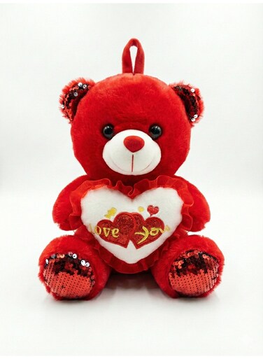 Rezzoss Red Teddy Bear 22cm Plush Toy With "Love You" Heart - Cute Stuffed Animal With Red Sequins &amp; Hanging Loop, Romantic Valentine&rsquo;s Day Gift For Girlfriend &amp; Wife, Marriage Anniversary Fluffy