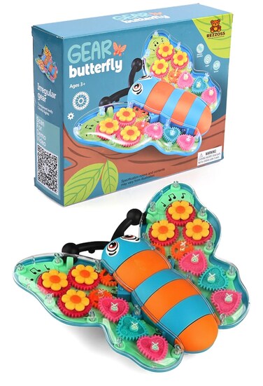 لعبة فراشة كهربائية شفافة من ريزوس - لعبة سيارة مضيئة وموسيقية متحركة تشبه الحشرات مع تروس دوارة ملونة، لعبة تعليمية حسية ميكانيكية شفافة، هدية تعليمية في مجالات العلوم