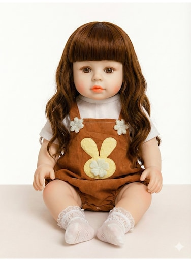 Rezzoss Soft Doll 46cm Realistic Reborn Baby Doll Silicone Vinyl Toddler Girl Toy, Lifelike Newborn Doll With Silky Hair &amp; Brown Butterfly Outfit, Poseable Moving Limbs Play Doll For Kids