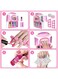 Rezzoss Kids Nail Art Kit With Electric Dryer - Girls Nail Salon Studio Station, 4 Non-Toxic Peel-Off Nail Polishes, Glitter, Gems &amp; Stickers, DIY Manicure Pedicure Toy Set, Best Birthday Christmas