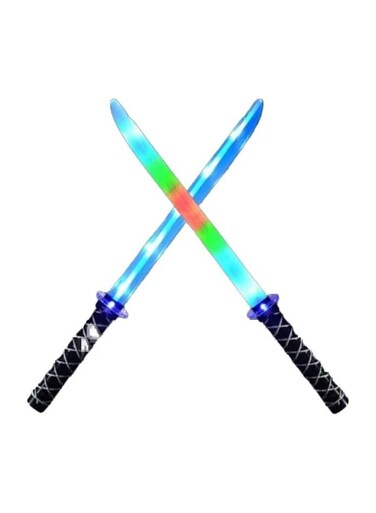 Rezzoss 2-Pack LED Light Up Ninja Swords With Sound FX - Motion Activated Glowing Katana Toys For Kids, Galaxy Space Saber Battle Set For Boys &amp; Girls, Flashing Lights &amp; Clashing Sounds Costume