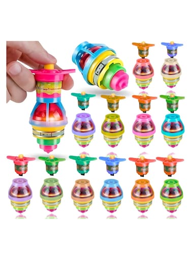 Rezzoss 12Pcs Flashing Gyro Spinner, LED Light Up Flashing Spinning Tops With Gyroscope, Motion Colorful Spinning Tops For Kids, Novelty Goodie Bag Fillers Gifts Stuffers For Birthday Party Favors