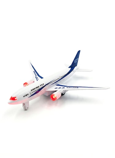 طائرة بوينغ 777 لعبة مصبوبة من المعدن من ريزوس، لون أبيض - نموذج طائرة معدني قابل للسحب للخلف مع أضواء LED وامضة وأصوات محرك نفاث، نسخة طبق الأصل واقعية لطائرة ركاب للأطفال وهواة الجمع، طيران