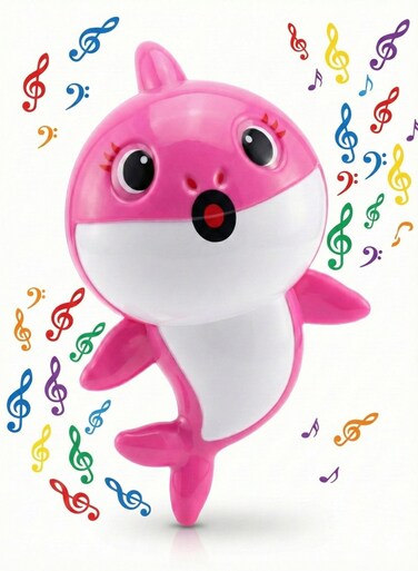 Rezzoss Baby Shark Musical Toy For Kids - Singing Pink Shark Figure With Flashing LED Lights, Cute Ocean Animal Sensory Playset, Interactive Electronic Sound Toy, Best Birthday Gift For Toddlers