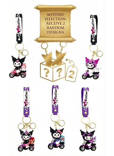 مجموعة سلاسل مفاتيح كورومي الغامضة من ريزوس (عبوتان بتصميمين عشوائيين) - سلسلة مفاتيح لطيفة ثلاثية الأبعاد لشخصية أنمي على دراجة نارية، تعليقة حقيبة كاواي، حامل مفاتيح سيارة، وإكسسوار حقيبة ظه