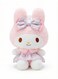 Rezzoss Sanrio My Melody Plush Toy 28cm - Cute Pink Rabbit Stuffed Animal Doll With Striped Bow &amp; Dress, Soft Fluffy Anime Character Pillow With Suction Cup, Kawaii Room Decor &amp; Birthday Gift