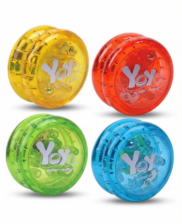 Rezzoss 4-Pack Light Up Yoyo For Kids &amp; Beginners - LED Flashing Responsive Yoyos, Transparent Colorful Glow In Dark Return Ball, Party Favors, Red Blue Green Yellow