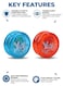 Rezzoss 2-Pack Light Up Yoyo Set (Blue &amp; Red) - LED Flashing Responsive Yoyos For Kids &amp; Beginners, Transparent Glow In Dark Return Ball, Party Favors, Goodie Bags &amp; Birthday Gift For Boys Girls