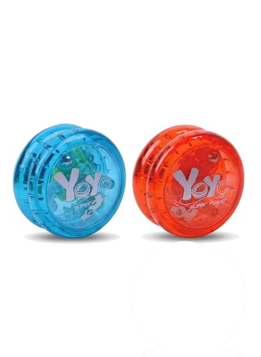 Rezzoss 2-Pack Light Up Yoyo Set (Blue &amp; Red) - LED Flashing Responsive Yoyos For Kids &amp; Beginners, Transparent Glow In Dark Return Ball, Party Favors, Goodie Bags &amp; Birthday Gift For Boys Girls
