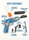 Rezzoss Electric Gel Ball Blaster M1911 Toy Gun - Automatic Hydrogel Splatter Shooter With Blue Graffiti Skull Design, Rechargeable Battery, Silencer, Flashlight &amp; Safety Goggles, Outdoor CS Battle