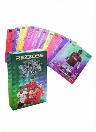 Rezzoss World Football Soccer Star Cards - 55 Pack, 2024 World Cup &amp; UEFA Champions League Trading Cards, Soccer Player Collectible Cards, Football Stars Pack For Kids &amp; Collectors, Messi, Ronaldo