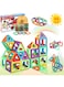 Rezzoss 46 Pcs Magnetic Building Blocks Set For Kids - 3D Colorful Magnet Tiles Construction Toy, STEM Educational Puzzle Game For Motor Skills, Best Birthday, Eid &amp; Ramadan Gift For Boys &amp; Girls