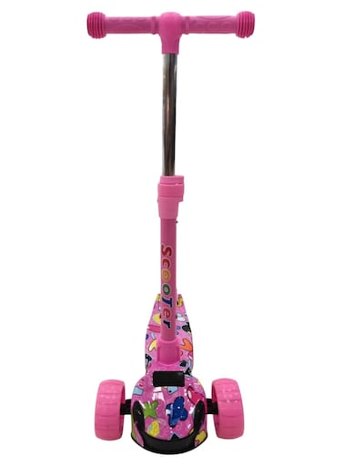 Rezzoss Smart Kick Scooter For Kids Of 3 To 14 Years Age, LED Magic Wheels With Fold-able &amp; Height Adjustable Handle For Baby Boys And Girls With Foot Brakes (Pink)