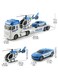 Rezzoss 25" Police Toys Vehicle Truck Push &amp; Go Rescue Playset 3 In 1 Includes Mini Police Car And Helicopter Toy In Semi Carrier Truck Gift For Toddlers Boys Age 3+ (Police Trailer)