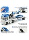 Rezzoss 25" Police Toys Vehicle Truck Push &amp; Go Rescue Playset 3 In 1 Includes Mini Police Car And Helicopter Toy In Semi Carrier Truck Gift For Toddlers Boys Age 3+ (Police Trailer)