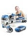 Rezzoss 25" Police Toys Vehicle Truck Push &amp; Go Rescue Playset 3 In 1 Includes Mini Police Car And Helicopter Toy In Semi Carrier Truck Gift For Toddlers Boys Age 3+ (Police Trailer)
