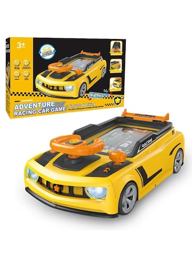 Rezzoss Steering Wheel Toy For Toddlers Car Game - Electronic Pretend Driving Controller With Sound &amp; Lights, Interactive Car Seat Travel Toy For Kids 3+ Years, Co-Pilot Racing, Yellow