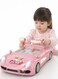 Rezzoss Racing Car Toy For Girls Barbie Adventure Theme - Pink Simulated Driving Dashboard With Steering Wheel &amp; Scrolling Screen, Musical Sensory Activity Center With LED Headlights &amp; Sound