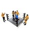 Rezzoss Wrestling Action Figures With Ring Playset - Flexforces 4 Pcs Ultimate Warrior Power Fighting Heroes, WWE Style Wrestler Toy Models With Ladder, Chair &amp; Dumbbell Accessories, Miniature