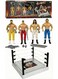 Rezzoss Wrestling Action Figures With Ring Playset - Flexforces 4 Pcs Ultimate Warrior Power Fighting Heroes, WWE Style Wrestler Toy Models With Ladder, Chair &amp; Dumbbell Accessories, Miniature