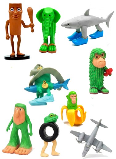 Rezzoss 9 Pcs Italian Brainrot Meme Figures Set - Tung Tung Sahur &amp; Tralalero Viral Characters, Funny 3D Style Shark, Banana Monkey &amp; Green Elephant Toys, Weird Internet Trend Collectible Gift