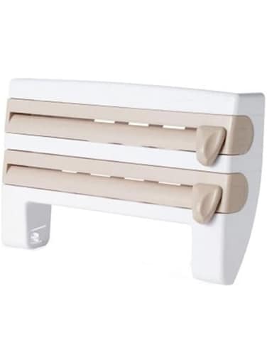 Dubai Gallery Wall Mounted Roll Dispenser For Tin Foil- Cling Film Kitchen Paper Spice Bottles Towel Holder Rack White/Beige