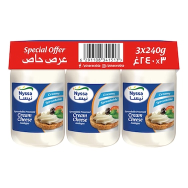 Nyssa Analogue Processed Spreadable Cream Cheese, 240g Pack of 3